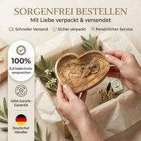 Ringkissen Hochzeit aus Olivenholz, personalisierbar