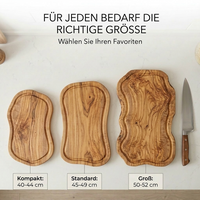 Personalisiertes Schneidebrett mit Saftrille – Rustikales Tranchierbrett aus Olivenholz