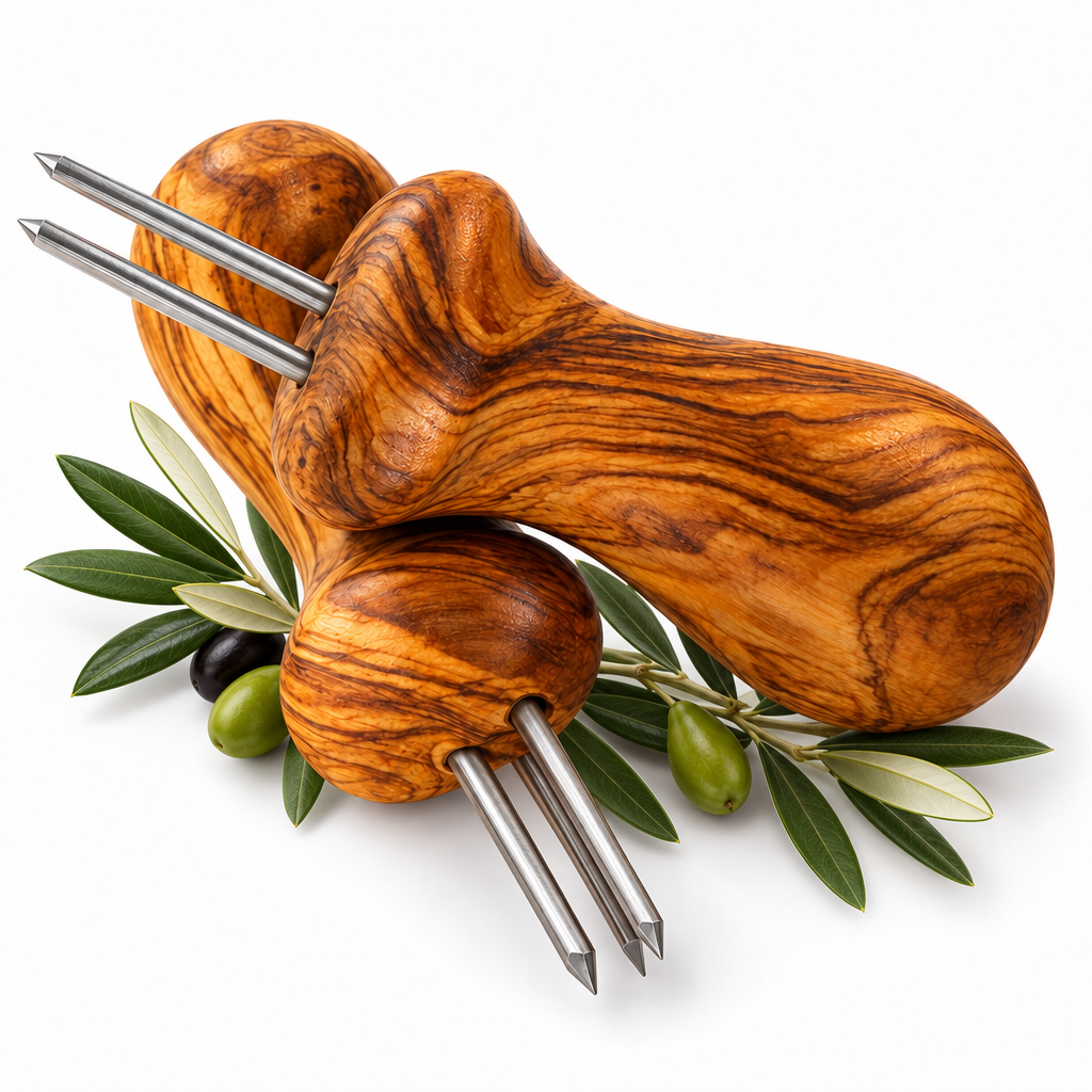 Maiskolbenhalter 2er-Set aus Olivenholz
