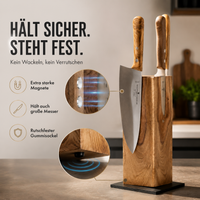 Exklusiver Messerblock Tower aus Olivenholz mit Wunschgravur