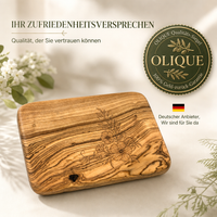 Personalisiertes Frühstücksbrettchen aus Olivenholz mit Gravur