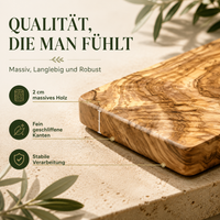 Rechteckiges Schneidebrett aus Olivenholz – Hochwertig, nachhaltig & personalisierbar
