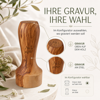 Personalisierbarer Kaffeestampfer aus Olivenholz – Tamper Ø 45 mm