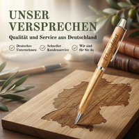 Kugelschreiber personalisiert, Olivenholz - Edler Holzkugelschreiber mit Gravur und Samtetui als individuelles Geschenk