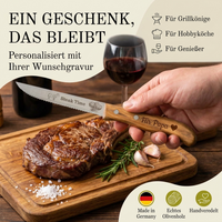 Steakmesser mit Olivenholzgriff – Personalisiert mit Gravur