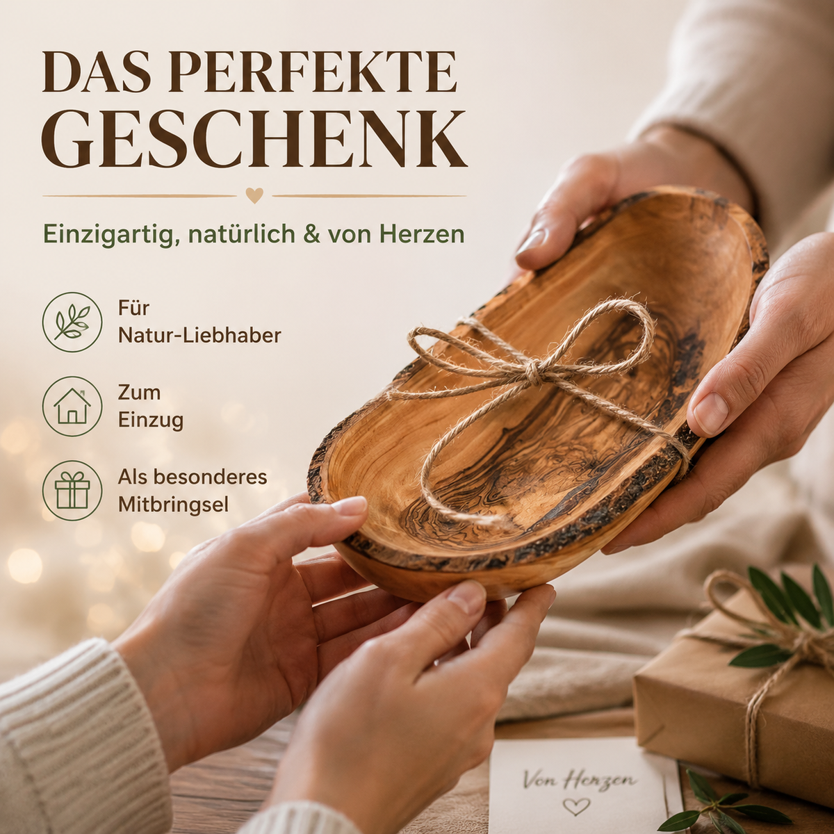 Rustikale Schale aus Olivenholz – Einzigartiges Design & Nachhaltig