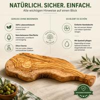 Personalisiertes Servierbrett aus Olivenholz mit Griff & rustikalem Rand