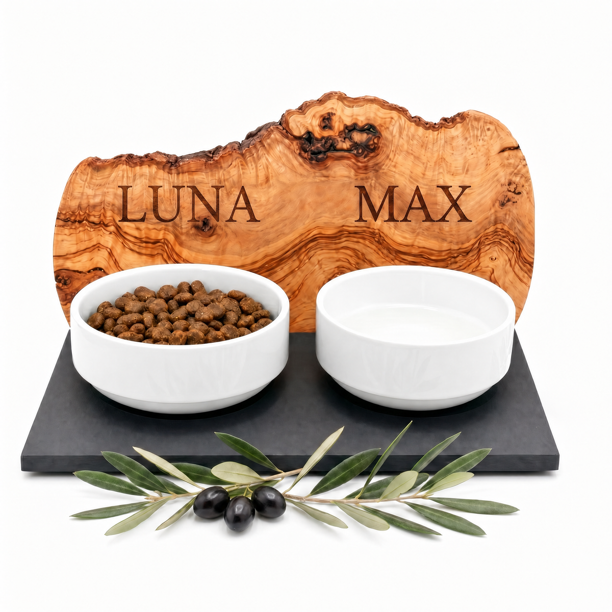 Personalisierbare Futterstation für Katzen & Hunde DUO