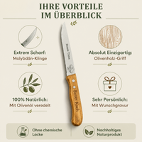 Steakmesser mit Olivenholzgriff – Personalisiert mit Gravur