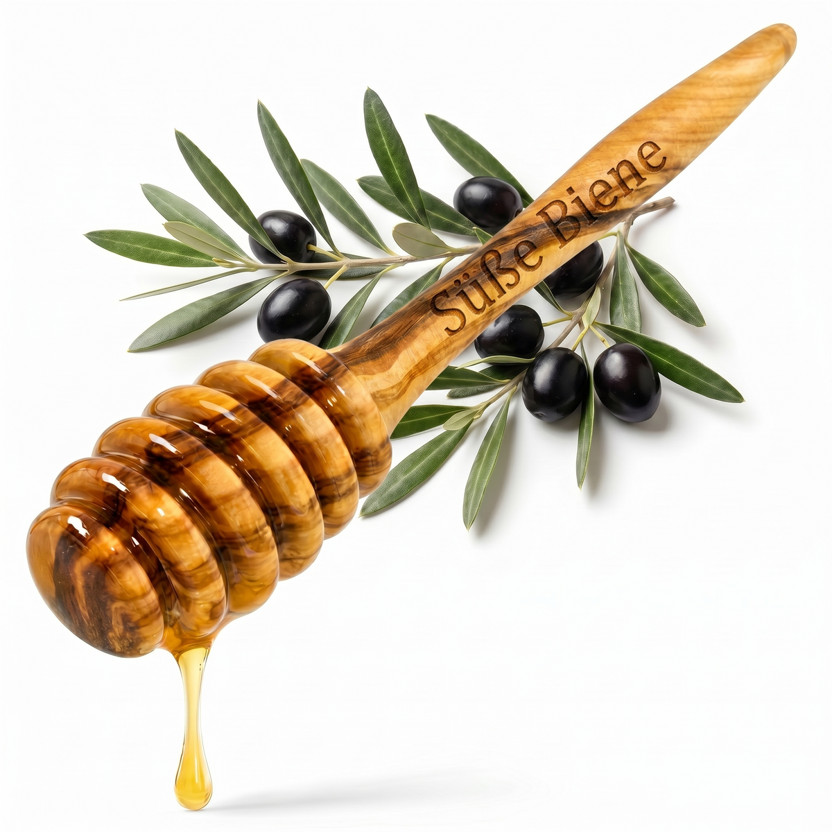 Personalisierbarer Honigheber 14 cm aus Olivenholz – Hochwertiger Honiglöffel für präzises Portionieren