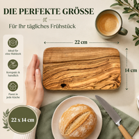 Personalisiertes Frühstücksbrettchen aus Olivenholz mit Gravur