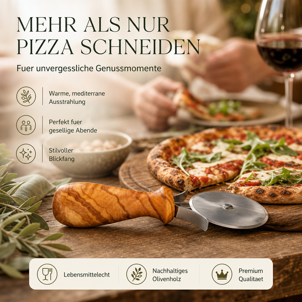 Pizzaschneider mit Olivenholzgriff – personalisierbar mit Gravur