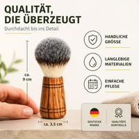 Kunsthaar Rasierpinsel aus Olivenholz mit Gravur – Veganer Rasierpinsel personalisierbar