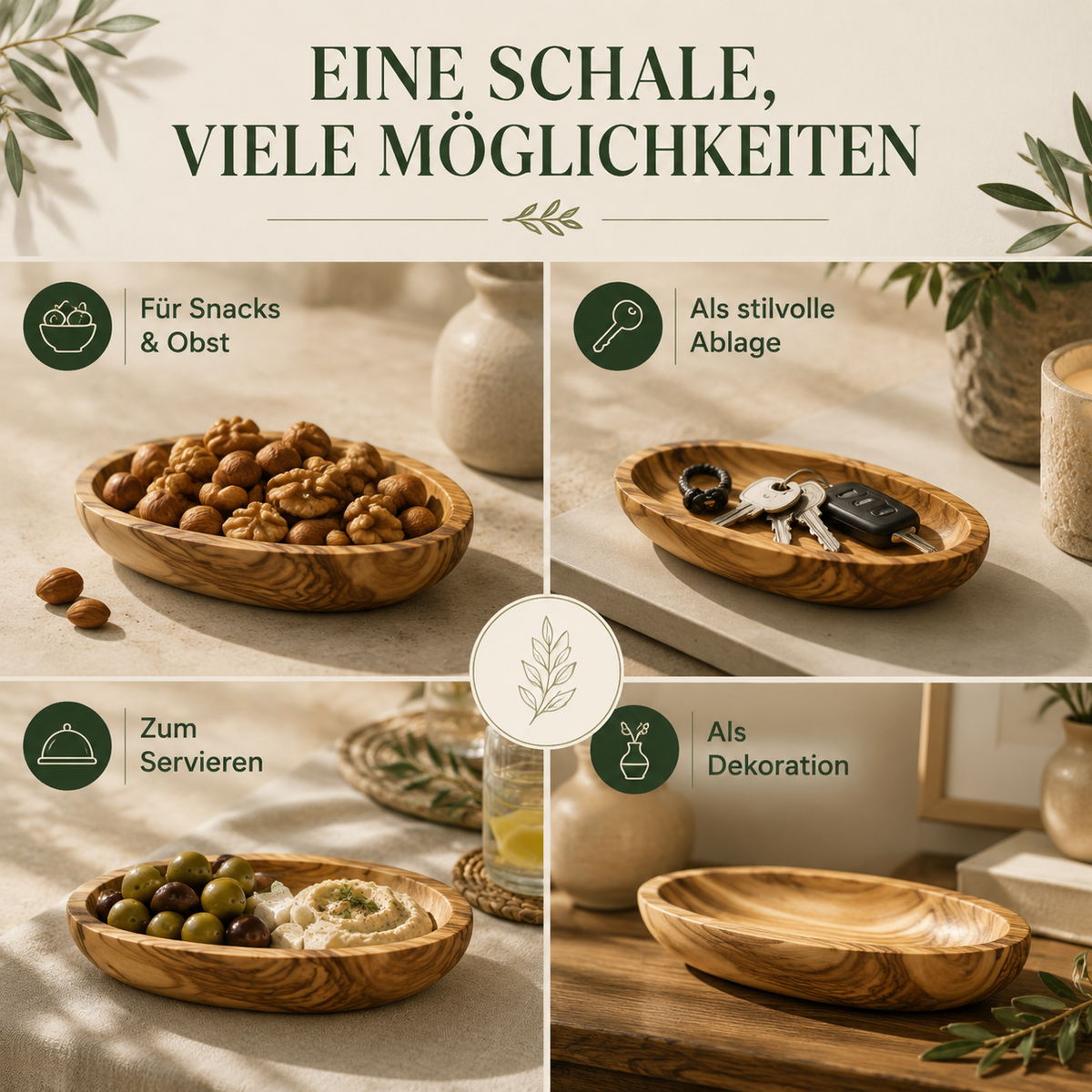 Ovale Schale aus Olivenholz – Handgefertigt & Nachhaltig