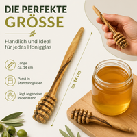 Personalisierbarer Honigheber 14 cm aus Olivenholz – Hochwertiger Honiglöffel für präzises Portionieren