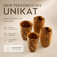 Trinkbecher aus Olivenholz personalisiert – Holzbecher mit Gravur als Geschenk