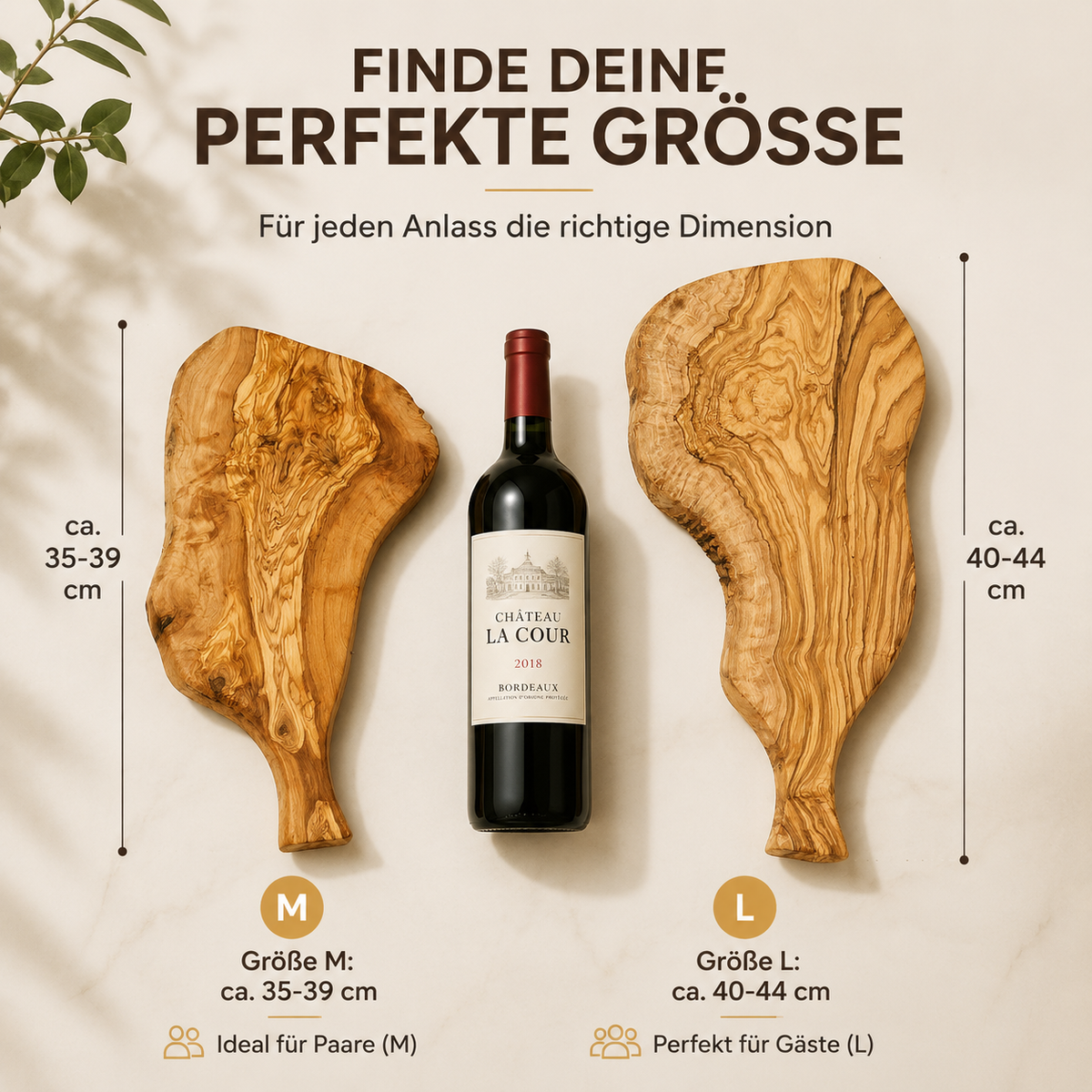Personalisiertes Servierbrett aus Olivenholz mit Griff & rustikalem Rand