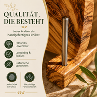 Schneidebretthalter aus Olivenholz für 4 Bretter | Praktischer Brettständer