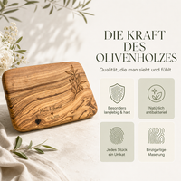 Personalisiertes Frühstücksbrettchen aus Olivenholz mit Gravur