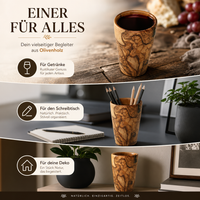 Trinkbecher aus Olivenholz personalisiert – Holzbecher mit Gravur als Geschenk
