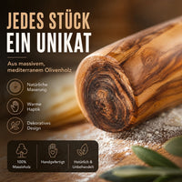 Olivenholz Teigroller „Design“ – edles Nudelholz handgefertigt