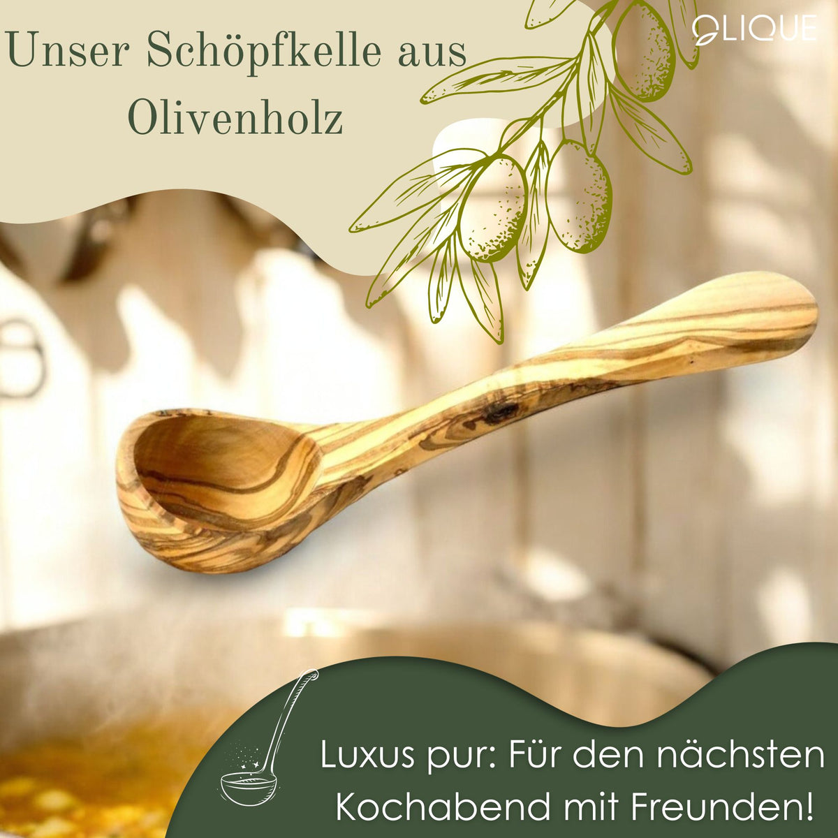 Schöpfkelle aus Olivenholz – Hochwertige, natürliche Küchenhelfer